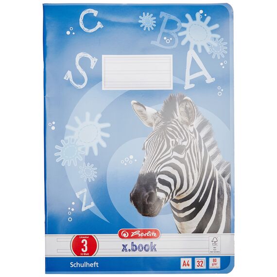 Herlitz Schulheft x.book A4, Lineatur 3, 3. Klasse, 32 Blatt, 5 Stück