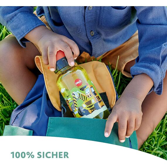 Emsa N30513 Kids Tritan Trinkflasche | Fassungsvermögen: 0,4 Liter | 100% sicher/praktisch/hygienisch/dicht/unbedenklich | cleverer Trinkverschluss | robust | Design: Space