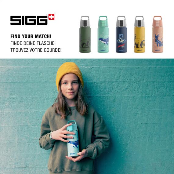 Sigg - Alu Trinkflasche Kinder - WMB ONE Brave Cheetah - Für Kohlensäurehaltige Getränke Geeignet - Auslaufsicher - BPA-frei - Klimaneutral Zertifiziert - Sport & Schule - Hellblau - 0,6L