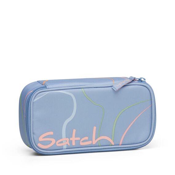 Satch Schlamperbox extra groß inkl. Trennfach Reißverschlussfach Stiftehalter Geodreieck Sichtfenster für Stundenplan Vivid Blue - Hellblau