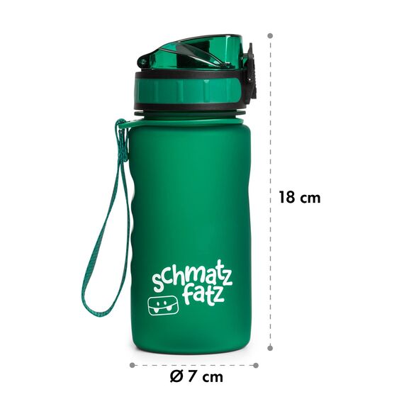 schmatzfatz Trinkflasche Kinder Auslaufsicher - 350ml, Grün - Trinkflasche Kohlensäure geeignet, Wasserflasche BPA frei mit 1-Klick Verschluss