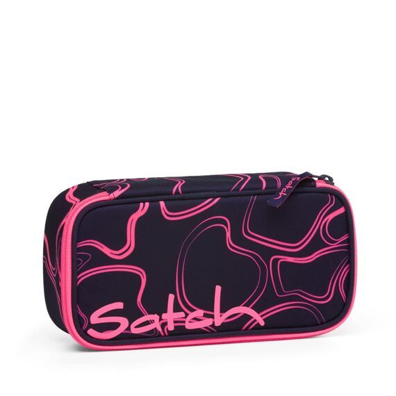 Satch Schlamperbox extra groß inkl. Trennfach Reißverschlussfach Stiftehalter Geodreieck Sichtfenster für Stundenplan Pink Supreme - Pink