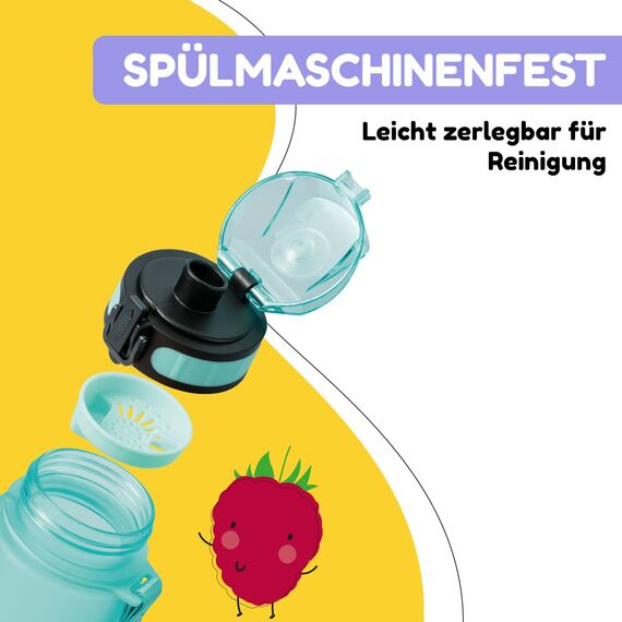 Schmatzfatz Sportflasche, Sportflasche, hält das Wasser kalt, Trinkflaschen, Sport-Wasserflasche für Erwachsene, Herren, Damen und Kinder, BPA-freie Trinkflasche, wasserdicht, auslaufsicher, 350 ml,