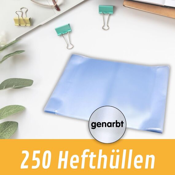 perfect line 250 Hefthüllen DIN-A4 transparent, Heftumschlag durchsichtig & genarbt, Heftschoner aus recyclebarem PP (10 x 25 (250 Stk.))