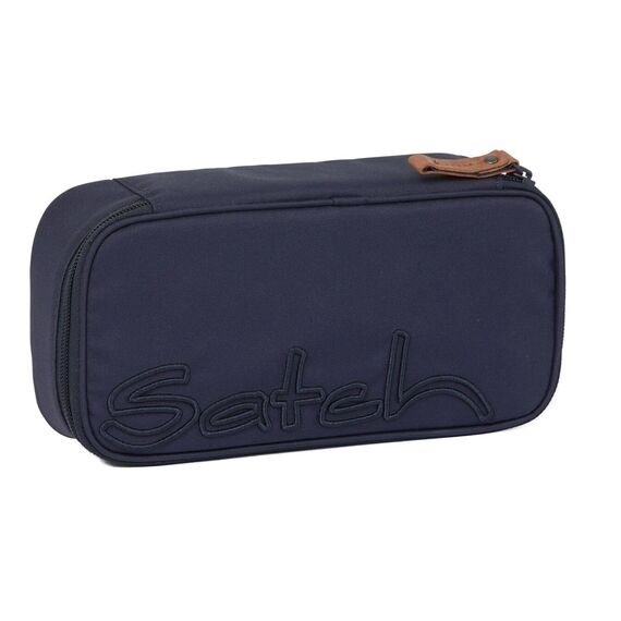 Satch Schlamperbox extra groß inkl. Trennfach Reißverschlussfach Stiftehalter Geodreieck Sichtfenster für Stundenplan Nordic Blue - Blau