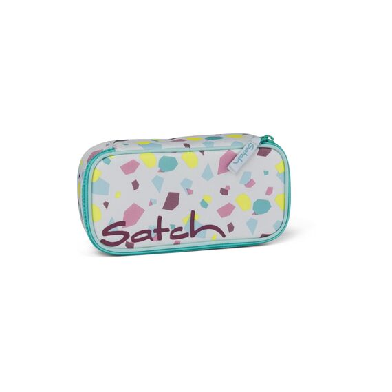 Satch Schlamperbox extra groß inkl. Trennfach Reißverschlussfach Stiftehalter Geodreieck Sichtfenster für Stundenplan Dreamy Mosaic - Türkis