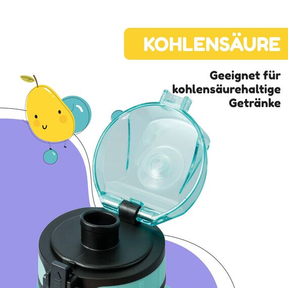 Schmatzfatz Sportflasche, Sportflasche, hält das Wasser kalt, Trinkflaschen, Sport-Wasserflasche für Erwachsene, Herren, Damen und Kinder, BPA-freie Trinkflasche, wasserdicht, auslaufsicher, 350 ml,