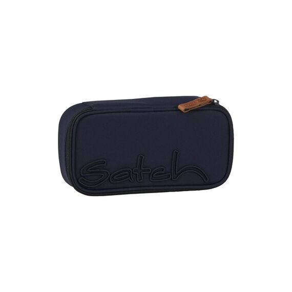 Satch Schlamperbox extra groß inkl. Trennfach Reißverschlussfach Stiftehalter Geodreieck Sichtfenster für Stundenplan Nordic Blue - Blau