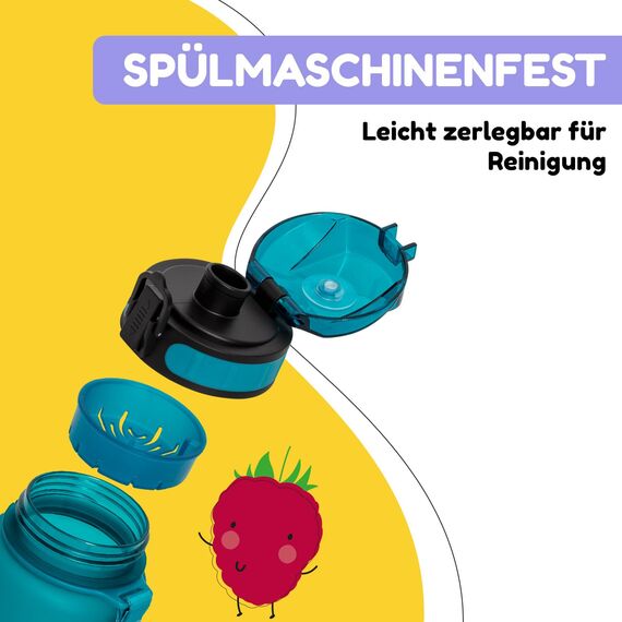 schmatzfatz Sport-Trinkflasche, hält das Wasser kalt, Trinkflaschen für Erwachsene, Kinder, Trinkflasche aus Kunststoff, BPA-frei, wasserdicht, für Herren, Damen, Wasserflasche, ohne Strohhalm, 800