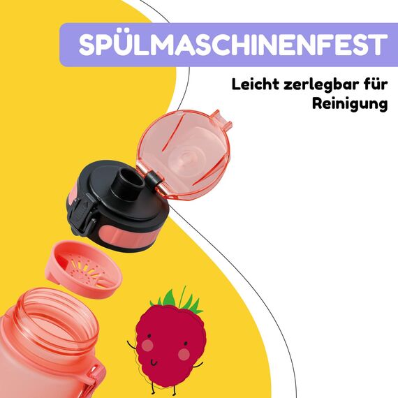 Klarstein Sport-Wasserflasche, hält kaltes Wasser, Wasserflasche, Sport-Trinkflasche für Erwachsene, Männer, Frauen und Kinder, BPA-frei, auslaufsicher, 350 ml, Koralle, Coral