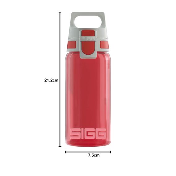 SIGG VIVA ONE Red Kinder Trinkflasche (0.5 L), schadstofffreie Kinderflasche mit auslaufsicherem Deckel, einhändig bedienbare Sporttrinkflasche