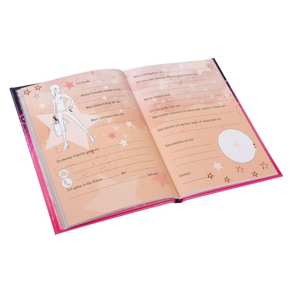goldbuch 43 056 Freundebuch Star Melody, Freundschaftsbuch DIN A5 mit 84 illustrierte Seiten, für Kita, Hort und Grundschule, für Beste Freunde in der Schulzeit, Kunstdruck Einband mit Popstar-Motiv