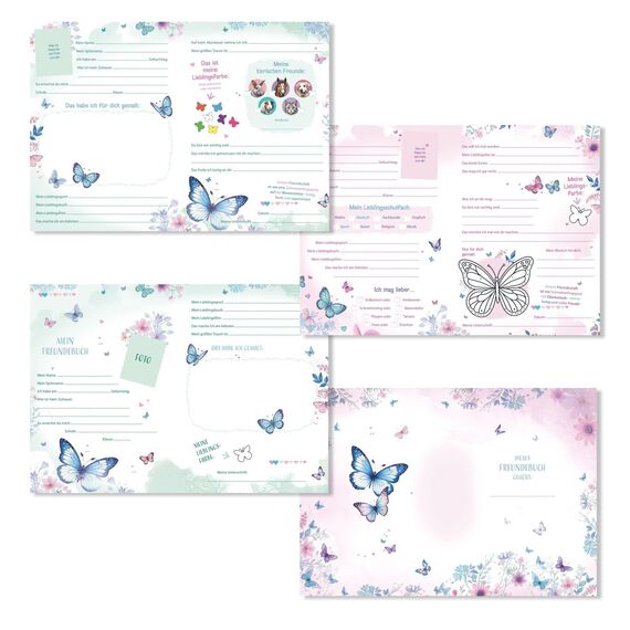 goldbuch 43 155 Freundebuch Schmetterlingsgarten, Freundschaftsbuch im Format DIN A5 mit 84 illustrierte Seiten, für Kita, Hort und Grundschule, für Beste Freunde in der Schulzeit, Kunstdruck Einband