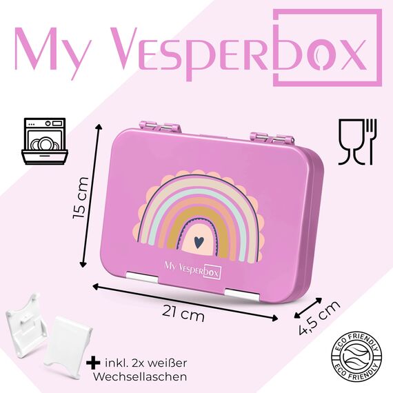My Vesperbox® Brotdose für Kinder mit Fächern [LEN] - Lunchbox mit Trennfächern - Bento Box - Jausenbox - Brotzeitbox für Schule & Kindergarten - Vesperdose für Jungen & Mädchen