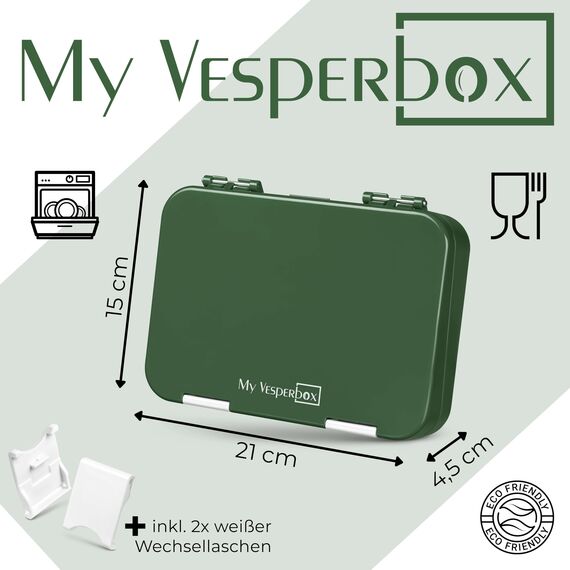 My Vesperbox® Brotdose für Kinder mit Fächern [LEN] - Lunchbox mit Trennfächern - Bento Box - Jausenbox - Brotzeitbox für Schule & Kindergarten - Vesperdose für Jungen & Mädchen