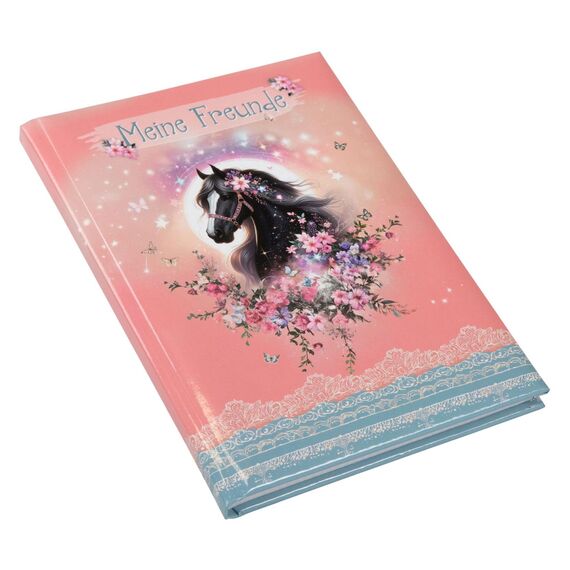 goldbuch 43 141 Freundebuch Luna, Freundschaftsbuch DIN A5 mit 84 illustrierte Seiten, für Kita, Hort und Grundschule, für Beste Freunde in der Schulzeit, Kunstdruck Einband mit Pferde-Motiv, Rosa