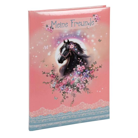 goldbuch 43 141 Freundebuch Luna, Freundschaftsbuch DIN A5 mit 84 illustrierte Seiten, für Kita, Hort und Grundschule, für Beste Freunde in der Schulzeit, Kunstdruck Einband mit Pferde-Motiv, Rosa