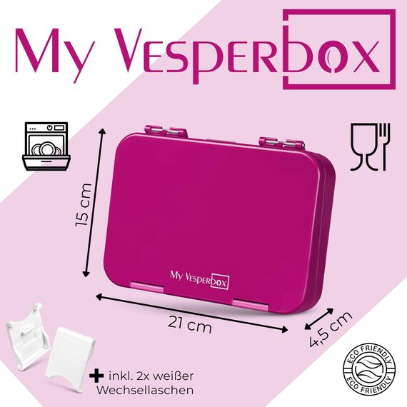 My Vesperbox® Brotdose für Kinder mit Fächern [LEN] - Lunchbox mit Trennfächern - Bento Box - Jausenbox - Brotzeitbox für Schule & Kindergarten - Vesperdose für Jungen & Mädchen