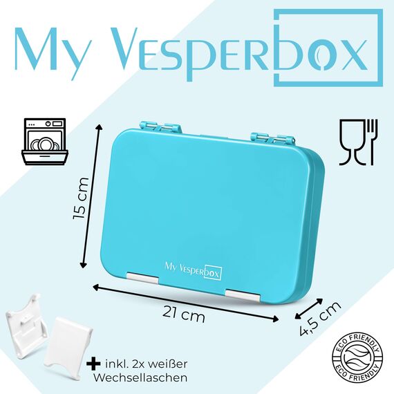 My Vesperbox® Brotdose für Kinder mit Fächern [LEN] - Lunchbox mit Trennfächern - Bento Box - Jausenbox - Brotzeitbox für Schule & Kindergarten - Vesperdose für Jungen & Mädchen