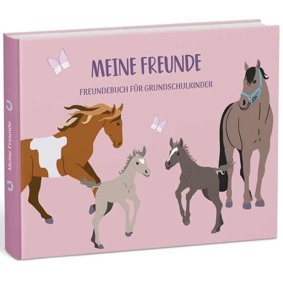 mintkind® „Meine Schulfreunde“ Freundebuch Schule Mädchen und Jungen Pferde Design | Freundschaftsbuch Grundschule | Meine Freunde Buch Geschenk zur Einschulung | Schulfreundebuch zum Ausfüllen