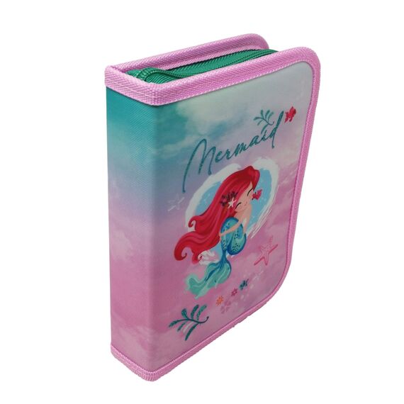 Theonoi Kinder Federmäppchen Federtasche Federmappe Mäppchen Etui 2 Fach Doppeldecker Schüleretui Stifteetui gefüllt Federpenal Schulzubehör Einschulung Mädchen (Mermaid Meerjungfrau)