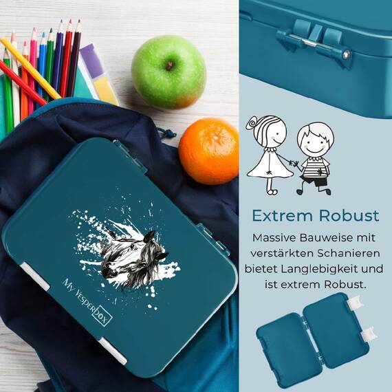 My Vesperbox® Brotdose für Kinder mit Fächern [LEN] - Lunchbox mit Trennfächern - Bento Box - Jausenbox - Brotzeitbox für Schule & Kindergarten - Vesperdose für Jungen & Mädchen