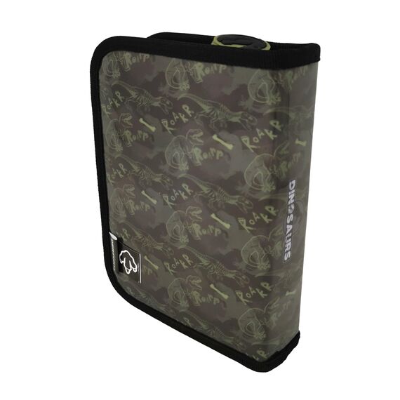 Theonoi Federmäppchen Federtasche Federmappe Mäppchen Etui 2 Fach Doppeldecker GEFÜLLT (Dinosaurier Dino)
