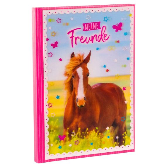 goldbuch 43291 Freundebuch Pferdeliebe 3D DIN A5, Freundschaftsbuch zum Ausfüllen, Erinnerungsbuch an Freunde, Notizbuch mit 84 illustrierte Seiten, Einband mit Kunstdruck, ca. 15 x 21 x 1,5 cm