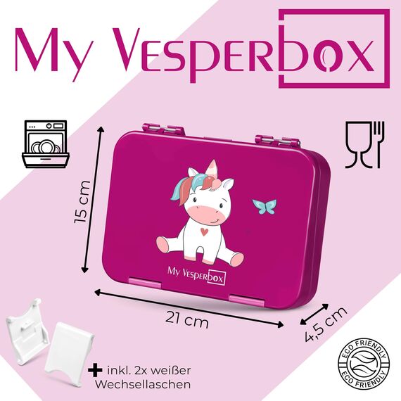 My Vesperbox® Brotdose für Kinder mit Fächern [LEN] - Lunchbox mit Trennfächern - Bento Box - Jausenbox - Brotzeitbox für Schule & Kindergarten - Vesperdose für Jungen & Mädchen