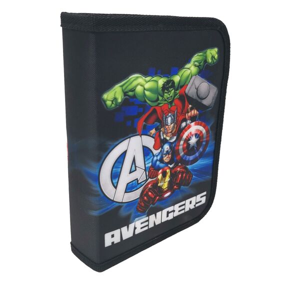 Theonoi Kinder Federmäppchen Federtasche Federmappe Mäppchen Etui 2 Fach Doppeldecker Schüleretui Stifteetui gefüllt Federpenal Schulzubehör Einschulung Junge (Avengers)