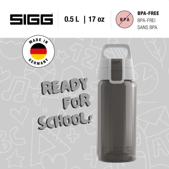 SIGG - Trinkflasche Kinder - Viva One Anthrazit - Für Kohlensäurehaltige Getränke Geeignet - Auslaufsicher - Spülmaschinenfest - BPA-frei - Sport & Schule - Grau - 0,5L