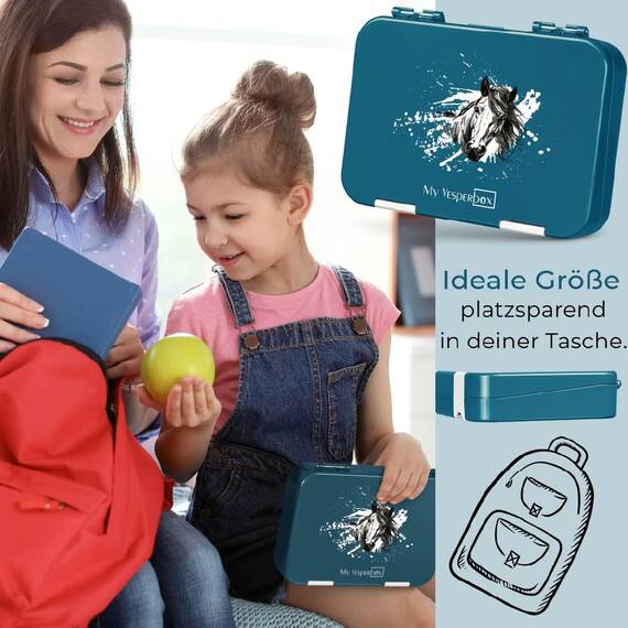 My Vesperbox® Brotdose für Kinder mit Fächern [LEN] - Lunchbox mit Trennfächern - Bento Box - Jausenbox - Brotzeitbox für Schule & Kindergarten - Vesperdose für Jungen & Mädchen