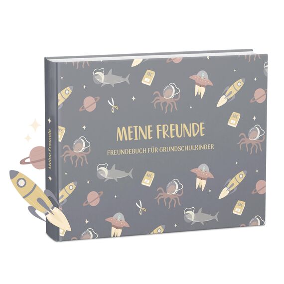 mintkind® „Meine Schulfreunde“ Freundebuch Schule Mädchen & Jungen Weltraum Design | Freundschaftsbuch Grundschule | Meine Freunde Buch Geschenk zur Einschulung | Schulfreundebuch zum Ausfüllen