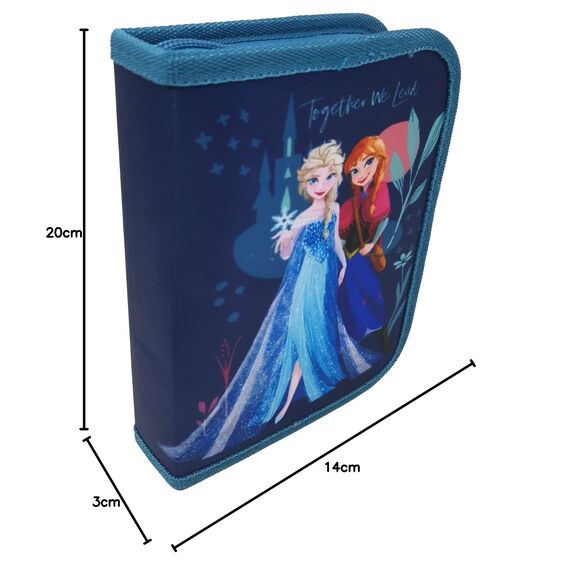 Theonoi Eiskönigin Frozen Kinder Federmäppchen Federtasche Federmappe Mäppchen Etui 2 Fach gefüllt Schulzubehör Einschulung Mädchen (Frozen II)