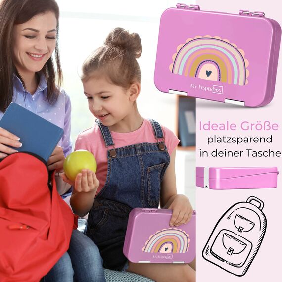 My Vesperbox® Brotdose für Kinder mit Fächern [LEN] - Lunchbox mit Trennfächern - Bento Box - Jausenbox - Brotzeitbox für Schule & Kindergarten - Vesperdose für Jungen & Mädchen