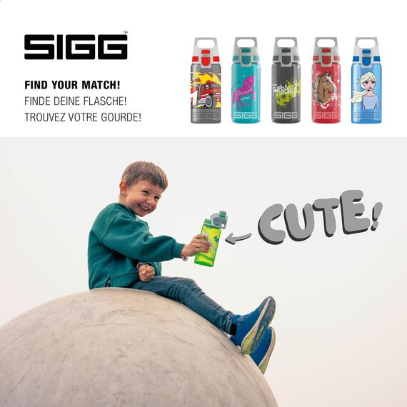 SIGG - Trinkflasche Kinder - Viva One Anthrazit - Für Kohlensäurehaltige Getränke Geeignet - Auslaufsicher - Spülmaschinenfest - BPA-frei - Sport & Schule - Grau - 0,5L