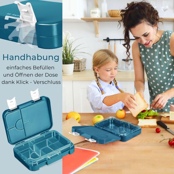 My Vesperbox® Brotdose für Kinder mit Fächern [LEN] - Lunchbox mit Trennfächern - Bento Box - Jausenbox - Brotzeitbox für Schule & Kindergarten - Vesperdose für Jungen & Mädchen