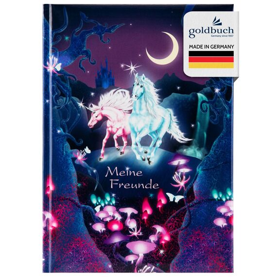 goldbuch 43579 Freundebuch Unicorn, Freundschaftsbuch DIN A5 mit 88 illustrierte Seiten, für Kita, Hort und Grundschule, für Beste Freunde in der Schulzeit, Kunstdruck, Lila, 70 Mm