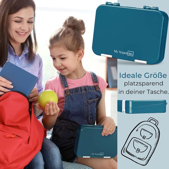 My Vesperbox® Brotdose für Kinder mit Fächern [LEN] - Lunchbox mit Trennfächern - Bento Box - Jausenbox - Brotzeitbox für Schule & Kindergarten - Vesperdose für Jungen & Mädchen