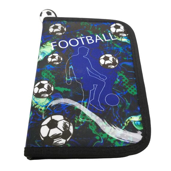 Theonoi Federmäppchen Federtasche Federmappe Mäppchen Etui 2 Fach Doppeldecker Schüleretui Stifteetui GEFÜLLT (Fußballl Fussball)