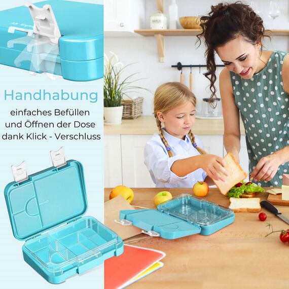My Vesperbox® Brotdose für Kinder mit Fächern [LEN] - Lunchbox mit Trennfächern - Bento Box - Jausenbox - Brotzeitbox für Schule & Kindergarten - Vesperdose für Jungen & Mädchen