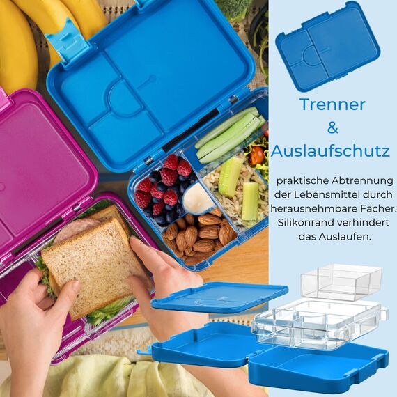 My Vesperbox® Brotdose für Kinder mit Fächern [LEN] - Lunchbox mit Trennfächern - Bento Box - Jausenbox - Brotzeitbox für Schule & Kindergarten - Vesperdose für Jungen & Mädchen