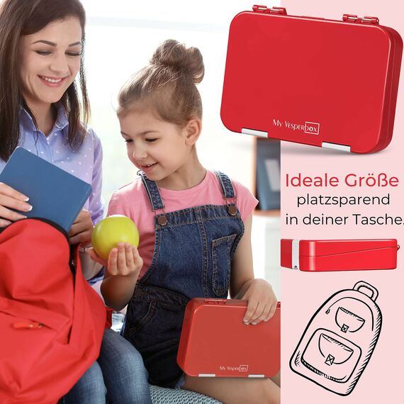 My Vesperbox® Brotdose für Kinder mit Fächern [LEN] - Lunchbox mit Trennfächern - Bento Box - Jausenbox - Brotzeitbox für Schule & Kindergarten - Vesperdose für Jungen & Mädchen