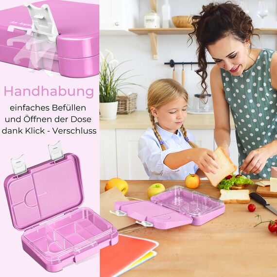 My Vesperbox® Brotdose für Kinder mit Fächern [LEN] - Lunchbox mit Trennfächern - Bento Box - Jausenbox - Brotzeitbox für Schule & Kindergarten - Vesperdose für Jungen & Mädchen