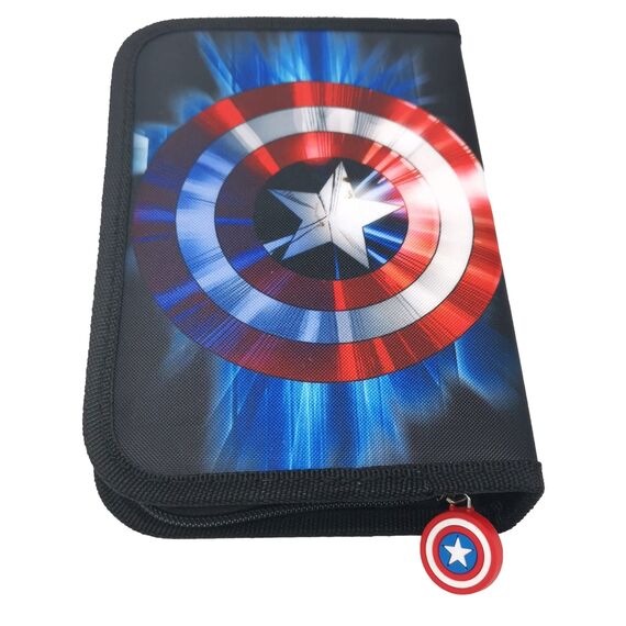 Theonoi Kinder Federmäppchen Federtasche Federmappe Mäppchen Etui 2 Fach Doppeldecker Schüleretui Stifteetui gefüllt Federpenal Schulzubehör Einschulung Junge (Avengers)