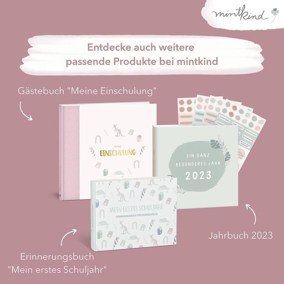 mintkind® „Meine Schulfreunde“ Freundebuch Schule Mädchen und Jungen Alpaka Design | Freundschaftsbuch Grundschule | Meine Freunde Buch Geschenk zur Einschulung | Schulfreundebuch zum Ausfüllen