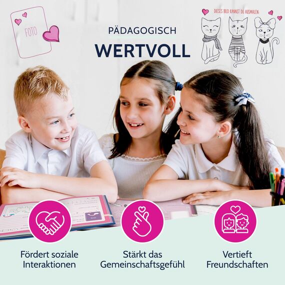 goldbuch 43099 Freundebuch Music for Cats DIN A5, zum Ausfüllen für Freunde, Grundschule, Schule, Kindergarten, Kita, 84 illustrierte Seiten, Einband mit Kunstdruck, laminiert