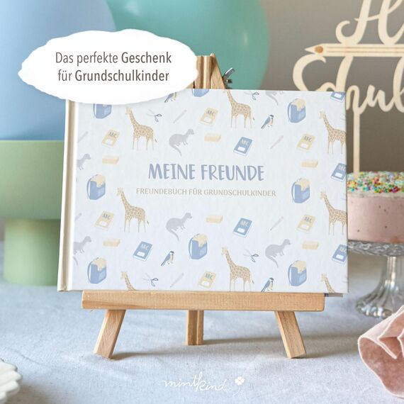 mintkind® „Meine Schulfreunde“ Freundebuch Schule Mädchen und Jungen Natur Design | Freundschaftsbuch Grundschule | Meine Freunde Buch Geschenk zur Einschulung | Schulfreundebuch zum Ausfüllen