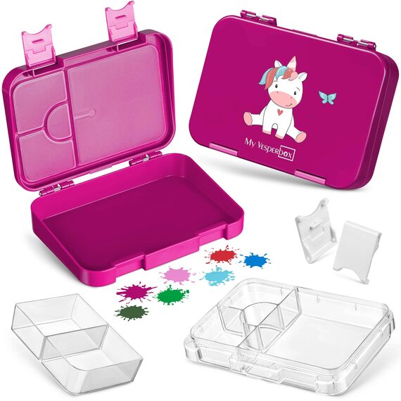 My Vesperbox® Brotdose für Kinder mit Fächern [LEN] - Lunchbox mit Trennfächern - Bento Box - Jausenbox - Brotzeitbox für Schule & Kindergarten - Vesperdose für Jungen & Mädchen
