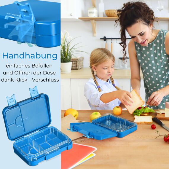 My Vesperbox® Brotdose für Kinder mit Fächern [LEN] - Lunchbox mit Trennfächern - Bento Box - Jausenbox - Brotzeitbox für Schule & Kindergarten - Vesperdose für Jungen & Mädchen